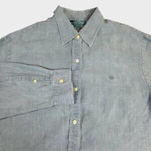 Lauren Ralph Lauren Shirt‎ Womens Large Sage Green Linen Button Up Long Sleeve
